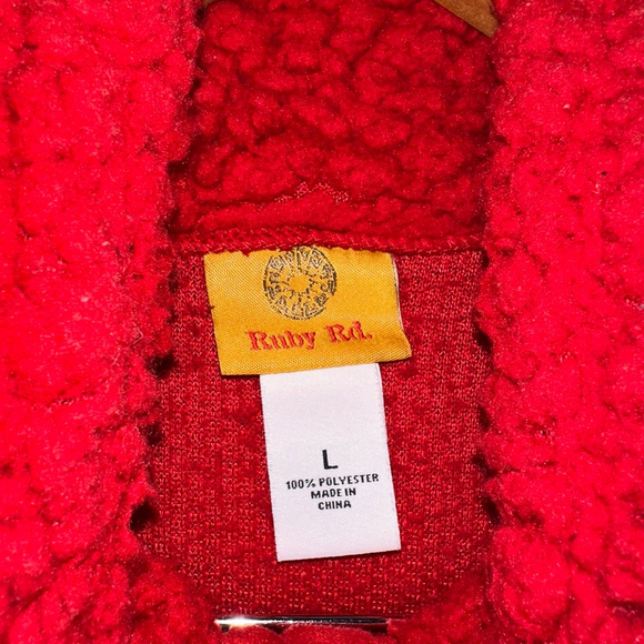 Ruby Rd. Road Women’s Pullover Fleece Sweatshirt Size L Red 100% Polyester - Picture 10 of 11
